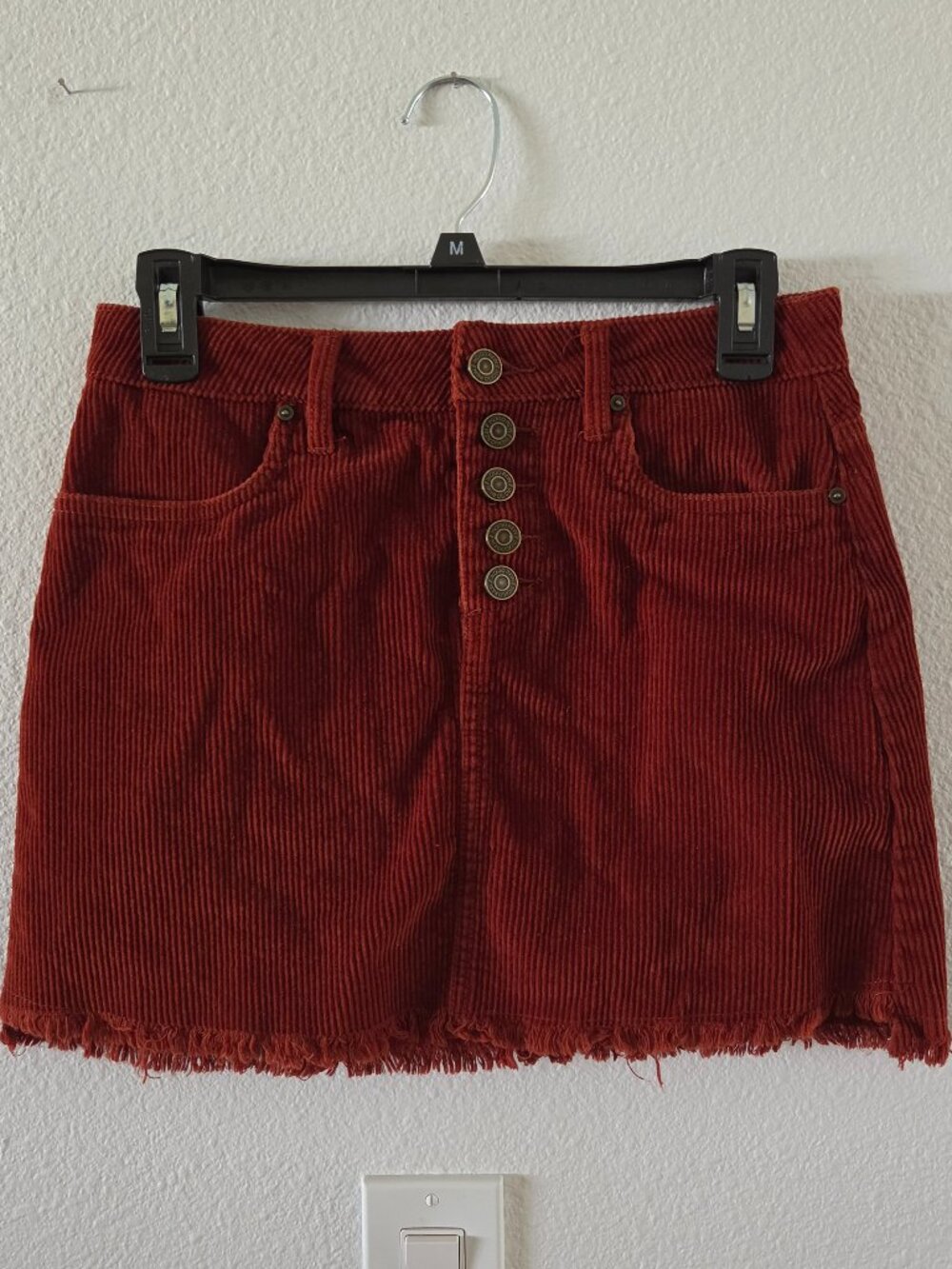 Indigo Rein Corduroy Button-Front Mini Skirt